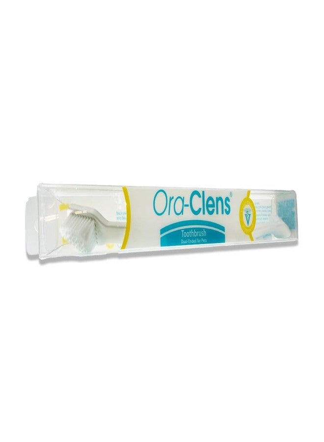 Ora-Clens Dual Ended Toothbrush- Ergonomic Angled Design, Long Flexible Neck, Lightweight, Comfortable, Helps Control Tartar, Plaque & Bad Breath for Dogs and Cats. - Image 1